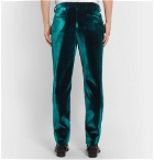 Saint Laurent - Turquoise Slim-Fit Velvet Suit Trousers - Men - Turquoise