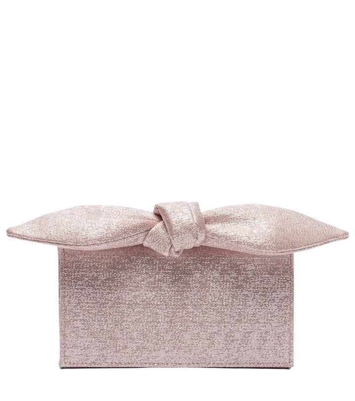 Photo: Aquazzura Bow Tie Mini metallic-effect twill clutch