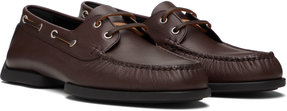 Jil Sander Brown Calfskin Boat Shoes
