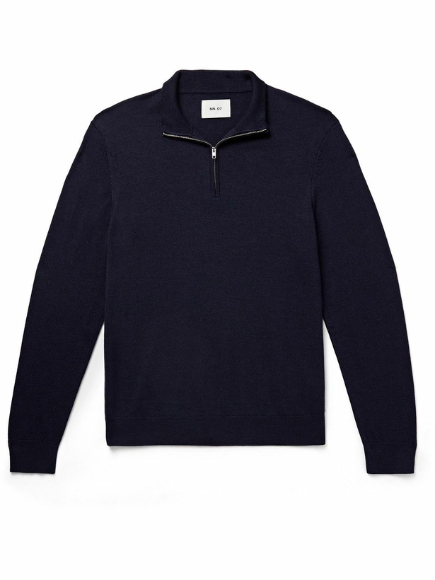 Photo: NN07 - Sergio 6605 Wool Half-Zip Sweater - Blue