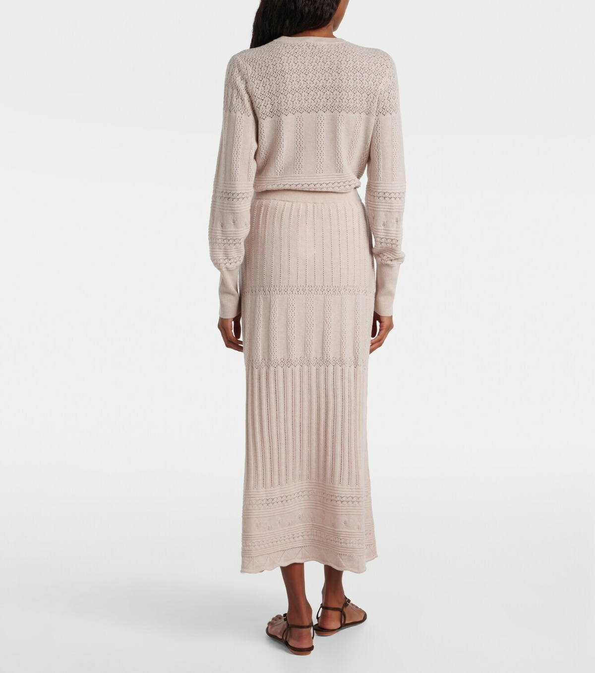 Eres Rythmee pointelle wool and cashmere midi skirt