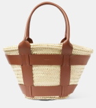 DeMellier Santorini leather-trimmed raffia tote bag