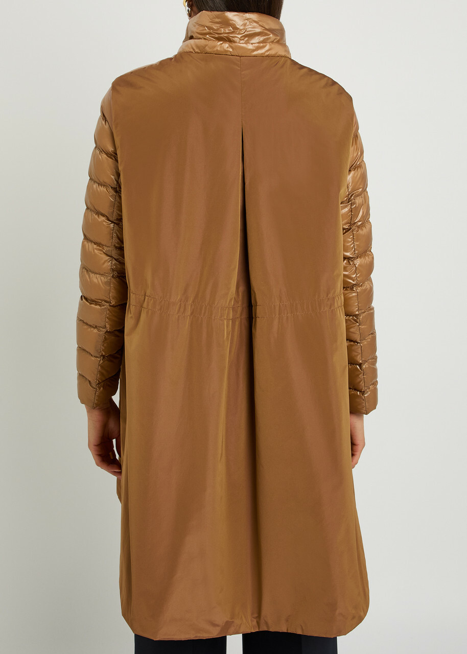 Herno Panelled Padded Hooded Shell Jacket Camel