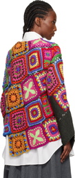 Comme des Garçons Homme Plus Multicolor Multi Fabric Crochet Stitch Motif Knit Sweater