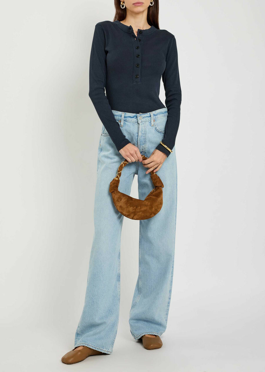 Citizens OF Humanity Varra Ribbed Cotton-blend Henley top Navy