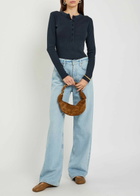 Citizens OF Humanity Varra Ribbed Cotton-blend Henley top Navy