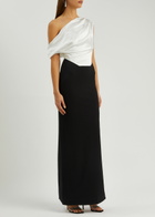 Solace London Kara Satin and Crepe Maxi Dress Cream
