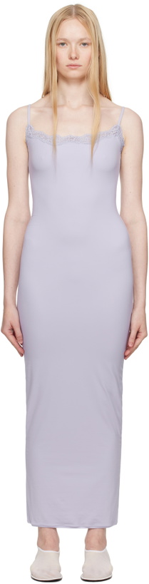 Photo: SKIMS Purple Fits Everybody Lace Long Slip Maxi Dress