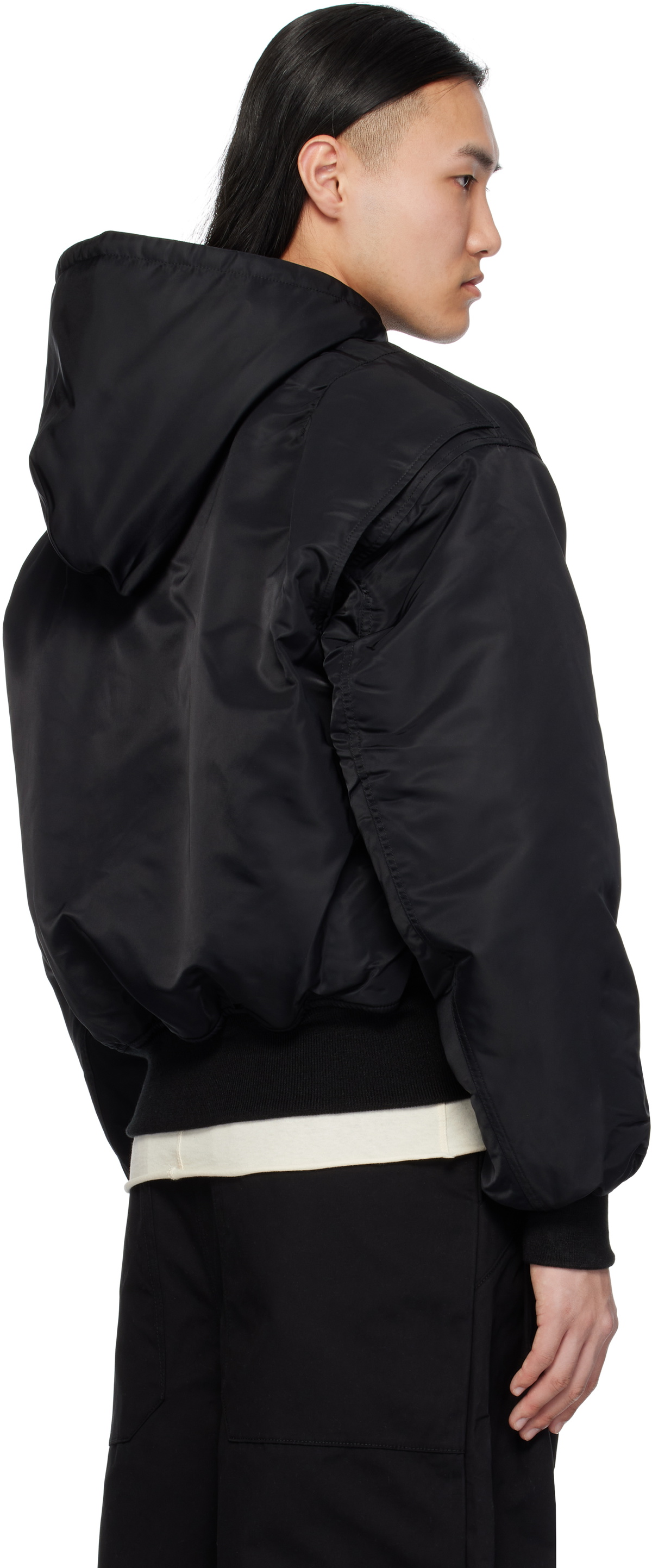 Entire Studios Black Hooded Broad Bomber Jacket Entire Studios