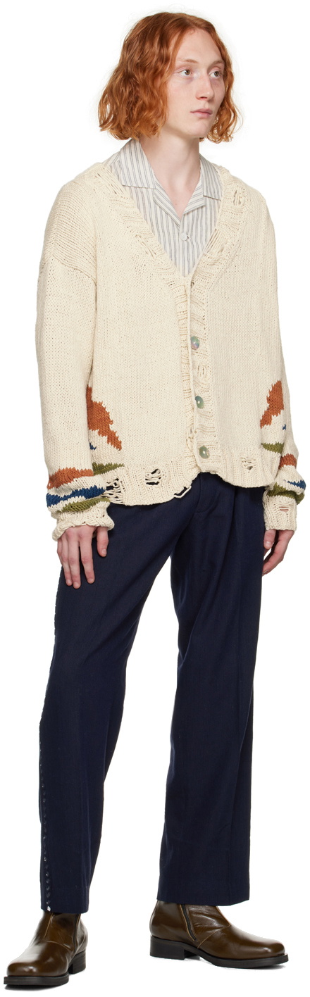 Karu Research Beige Distressed Cardigan