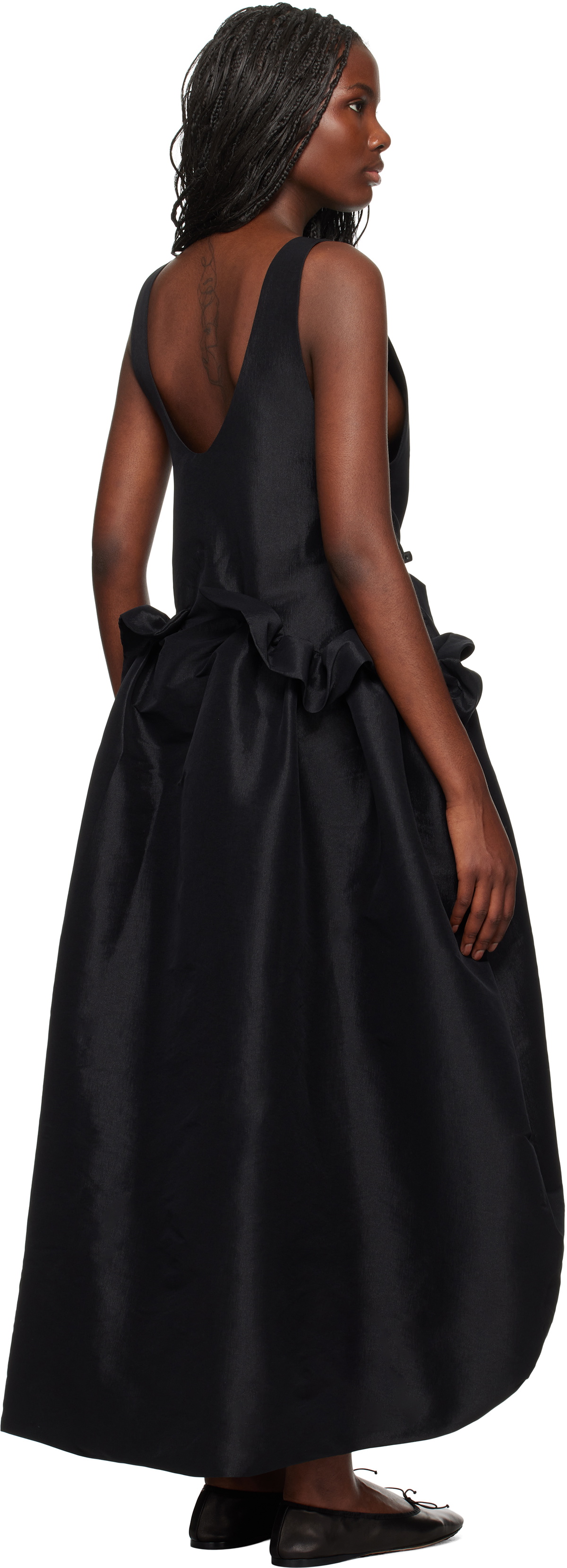 Kika Vargas SSENSE Exclusive Black Ramya Midi Dress