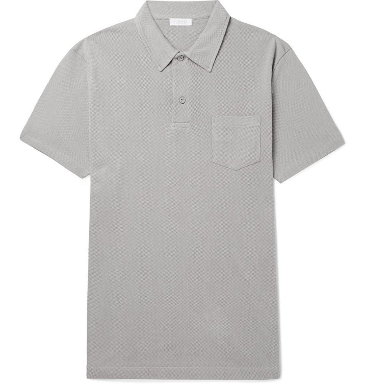 Photo: Sunspel - Riviera Slim-Fit Cotton-Mesh Polo Shirt - Men - Gray