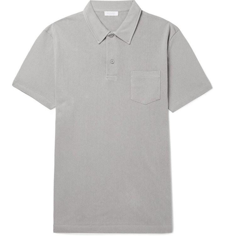 Photo: Sunspel - Riviera Slim-Fit Cotton-Mesh Polo Shirt - Men - Gray