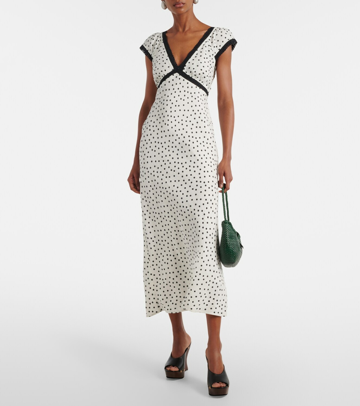 Rixo Iggy polka-dot linen-blend maxi dress