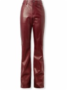 Versace - Slim-Fit Flared Leather Trousers - Red