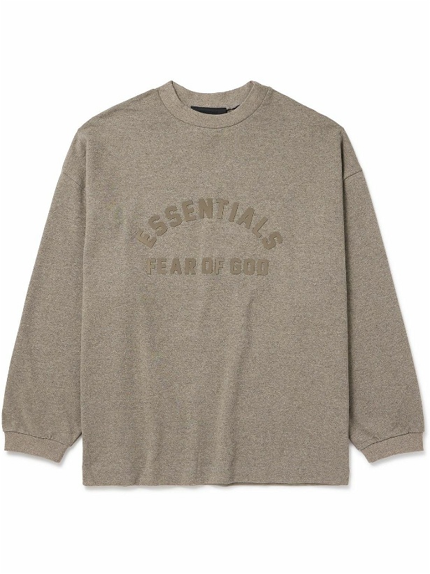 Photo: FEAR OF GOD ESSENTIALS - Oversized Logo-Appliquéd Cotton-Jersey T-Shirt - Gray