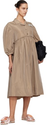 Simone Rocha Tan Embellished Signature Smock Shirt Midi Dress