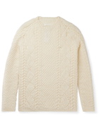 Maison Margiela - Distressed Cable-Knit Wool Sweater - Neutrals