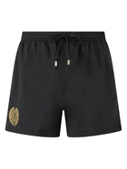 MC2 Saint Barth Black Classic Light Swim Shorts Patmos With Milan 125 Embroidery | Ac Milan 125 Special Edition