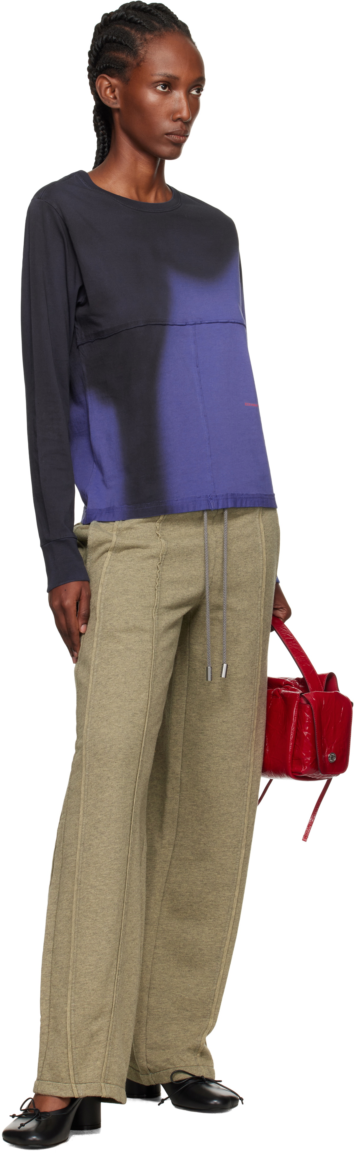 Eckhaus Latta Navy Lapped Long Sleeve T-shirt