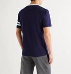 Brunello Cucinelli - Slim-Fit Logo-Embroidered Striped Cotton-Jersey T-Shirt - Blue