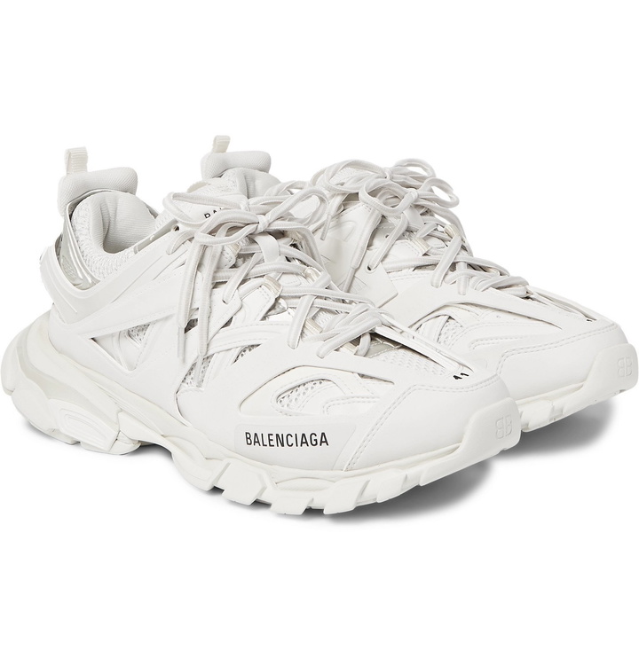 Photo: Balenciaga - Track Nylon, Mesh and Rubber Sneakers - White