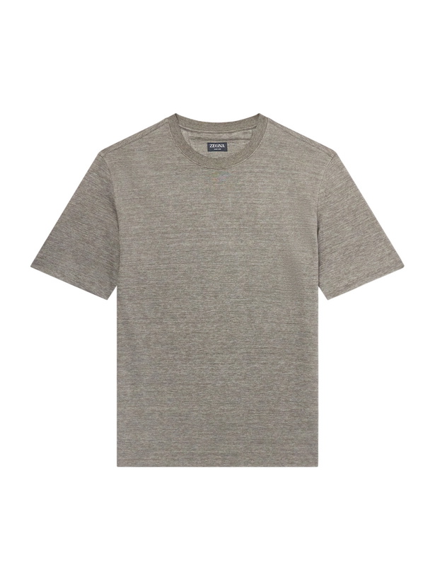 Photo: Zegna - Oasi Knitted Linen T-Shirt - Brown