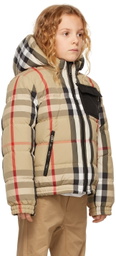 Burberry Kids Reversible Beige Down Check Puffer Jacket
