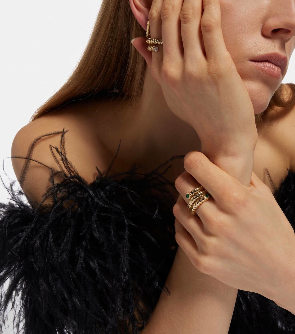 Marina B Trisola 18kt gold ring with emeralds