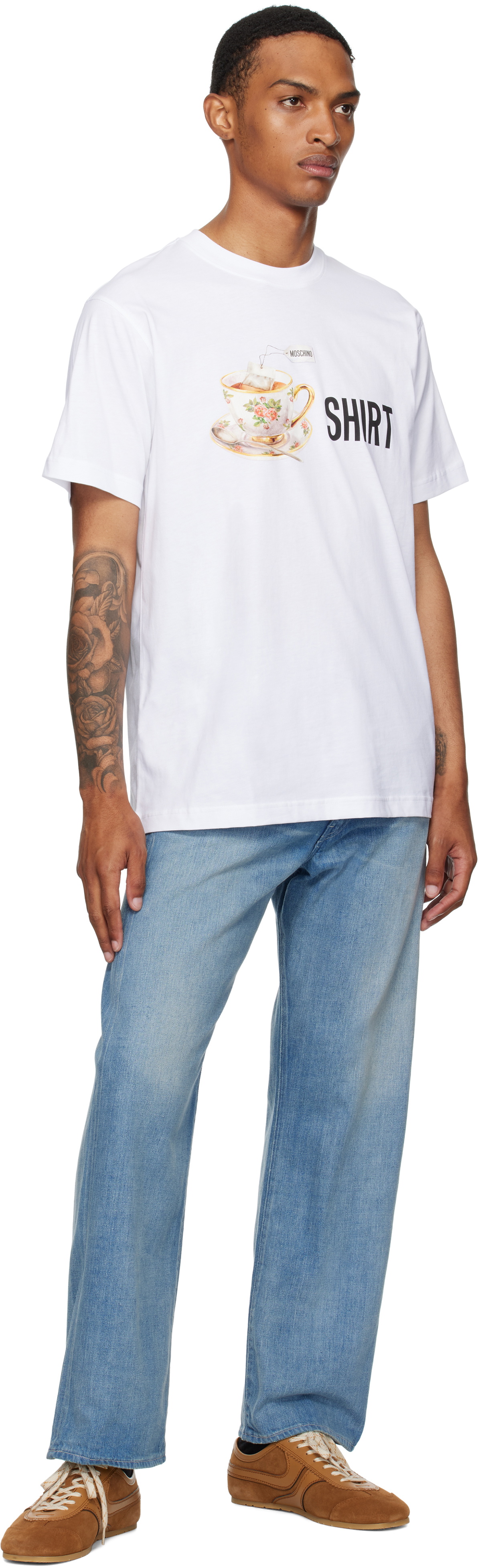 Moschino White Printed Organic Cotton T-shirt