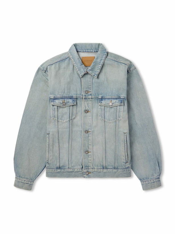 Photo: SAINT LAURENT - Distressed Denim Trucker Jacket - Blue