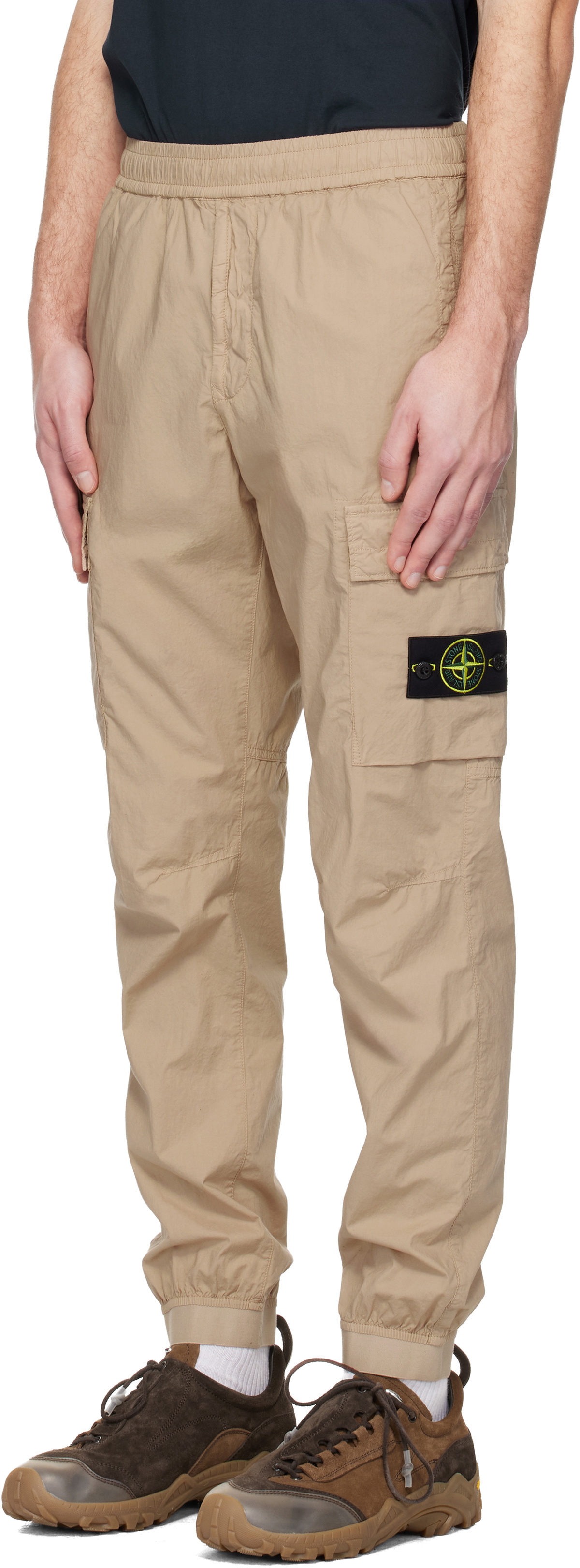 Stone Island Beige 3100031 Stretch Cotton Tela 'Paracadute' Cargo Pants