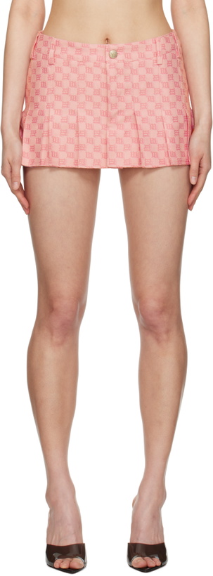 Photo: MISBHV SSENSE Exclusive Pink Jacquard Monogram School Miniskirt