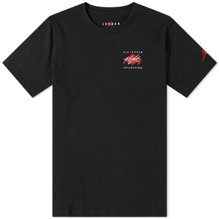 Photo: Air Jordan Men's Flight Essential Signature T-Shirt in Black/White/Gym Red