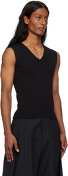 132 5. ISSEY MIYAKE Black Flat Rib Knit 2 Sweater