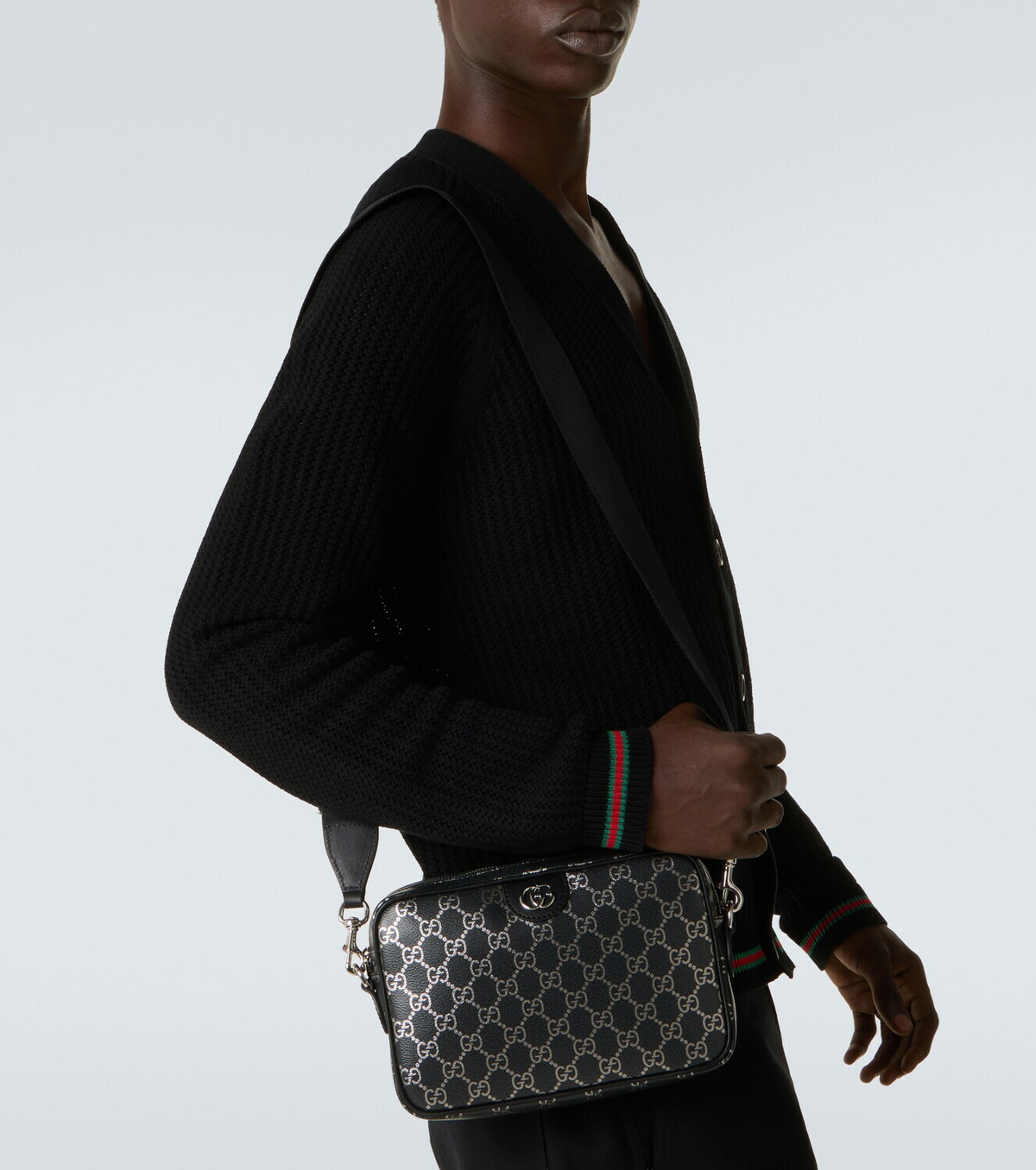 Gucci GG leather-trimmed shoulder bag