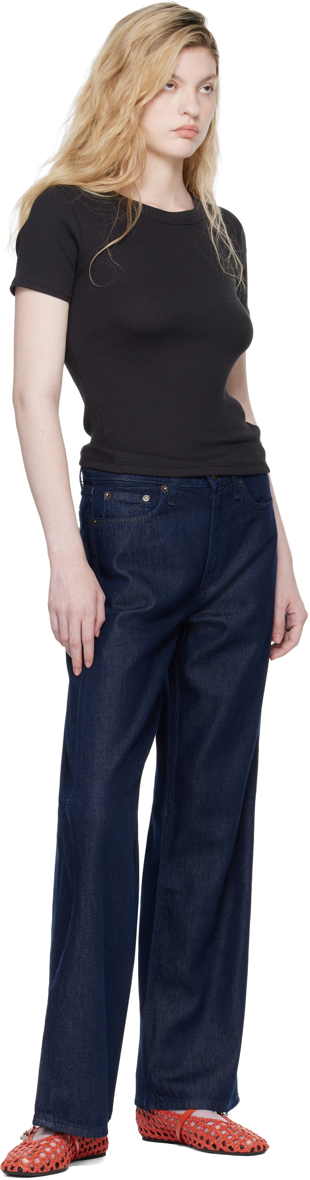 rag & bone Black 'The Essential Ribbed' T-shirt
