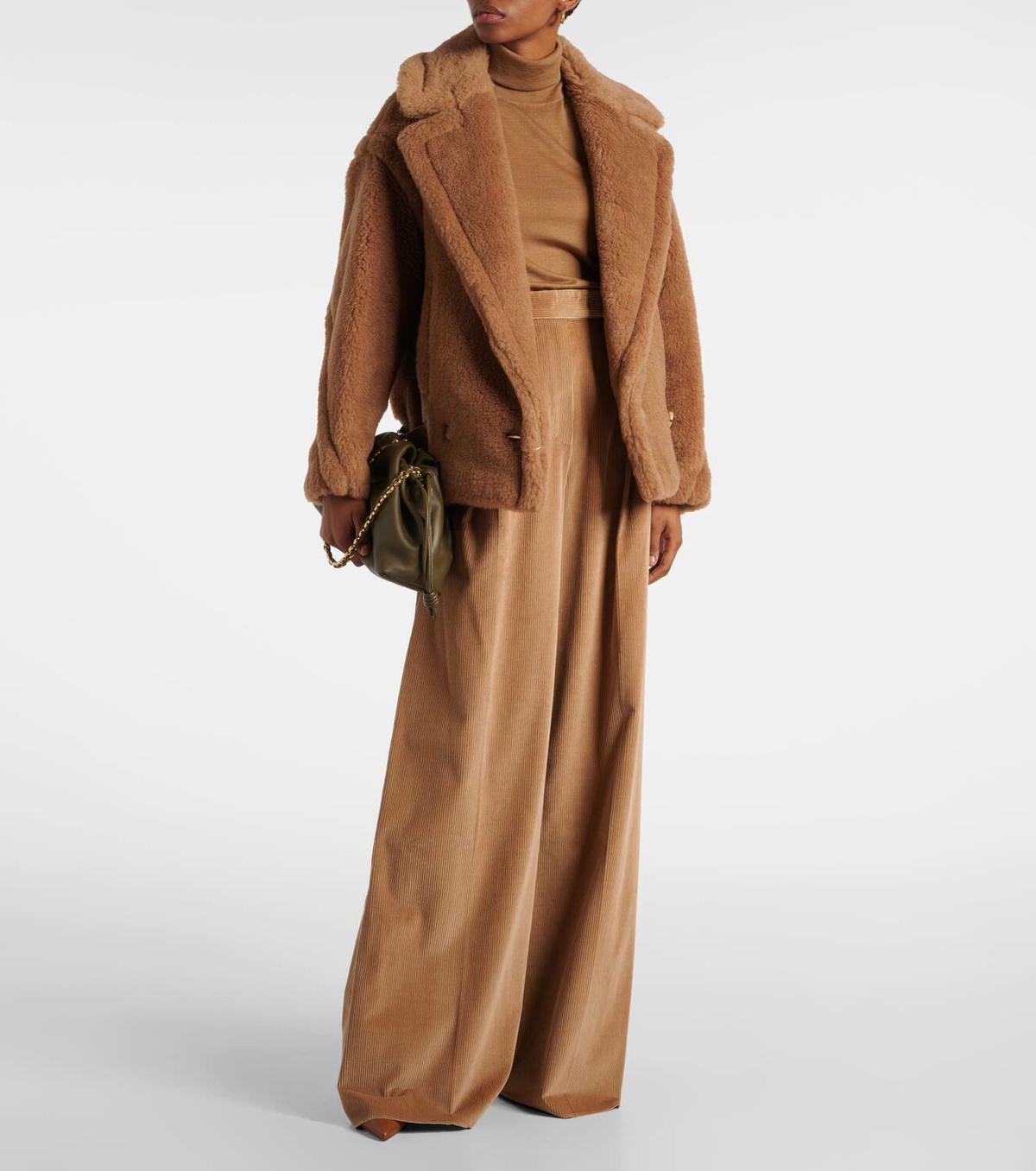 ◆MAX MARA 最新作◆Vanadio テディ ジャケット/Cammello◆ Teddy fabric biker jacket, camel | 