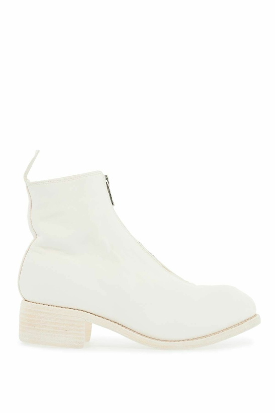 Photo: GUIDI unisex white horse and calf leather boots with elegant side zip White