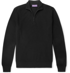 Ralph Lauren Purple Label - Slim-Fit Merino Wool and Cashmere-Blend Piqué Half-Zip Sweater - Black