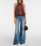Zimmermann Aster beaded halterneck silk top