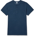 Onia - Elliot Striped Linen-Blend Henley T-Shirt - Blue