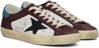 Golden Goose Burgundy & White Super-Star Sneakers