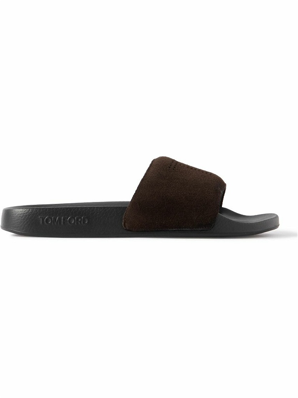 Photo: TOM FORD - Ricky Logo-Perforated Suede Slides - Brown
