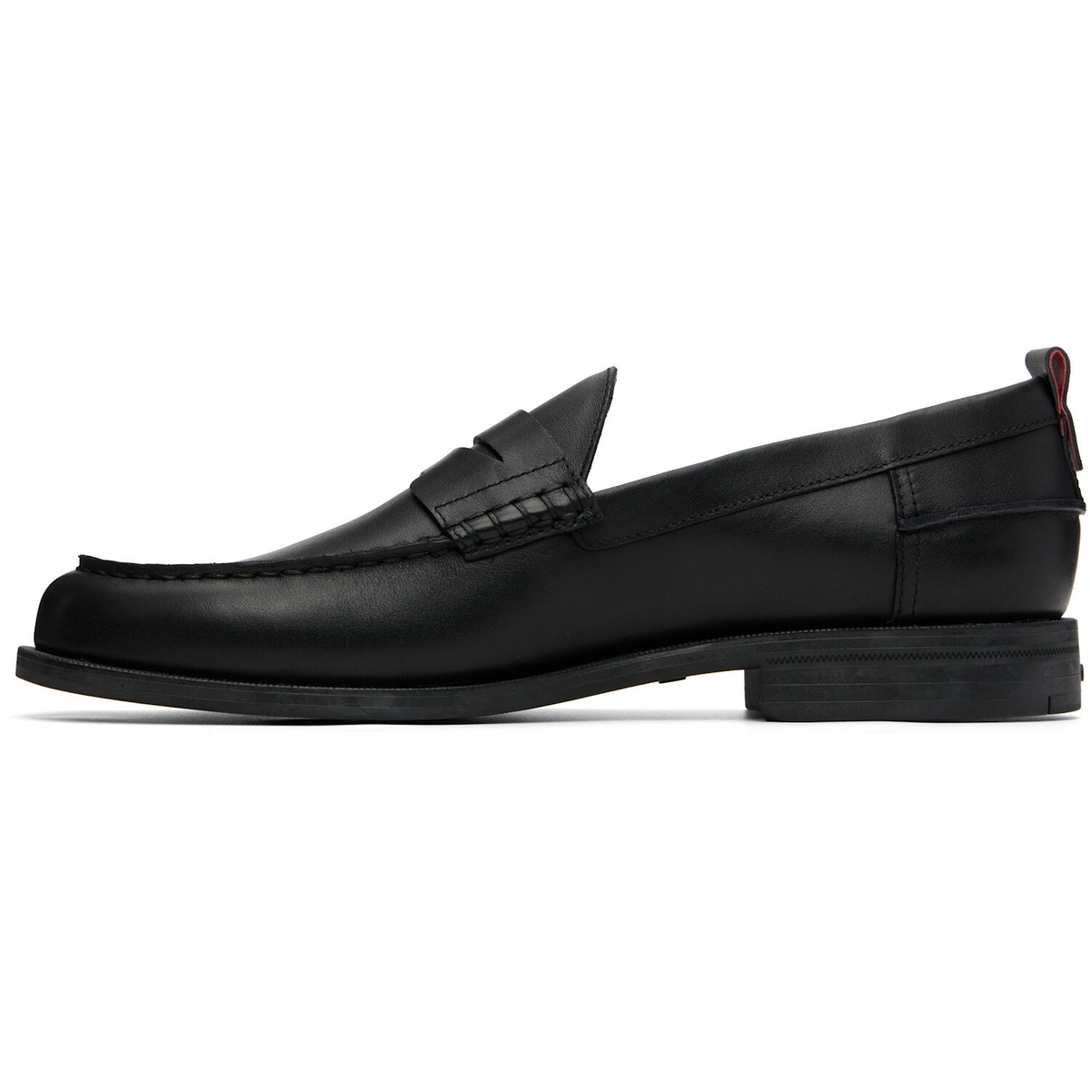 Hugo Black Leather Penny Trim Loafers
