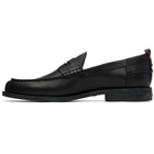 Hugo Black Leather Penny Trim Loafers