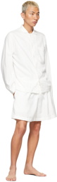 Tekla White Flannel Pyjama Shorts
