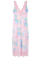 Loveshackfancy Floral Printed Satin Maxi Dress Pink