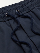 Giorgio Armani - Tapered Cotton-Twill Drawstring Trousers - Blue