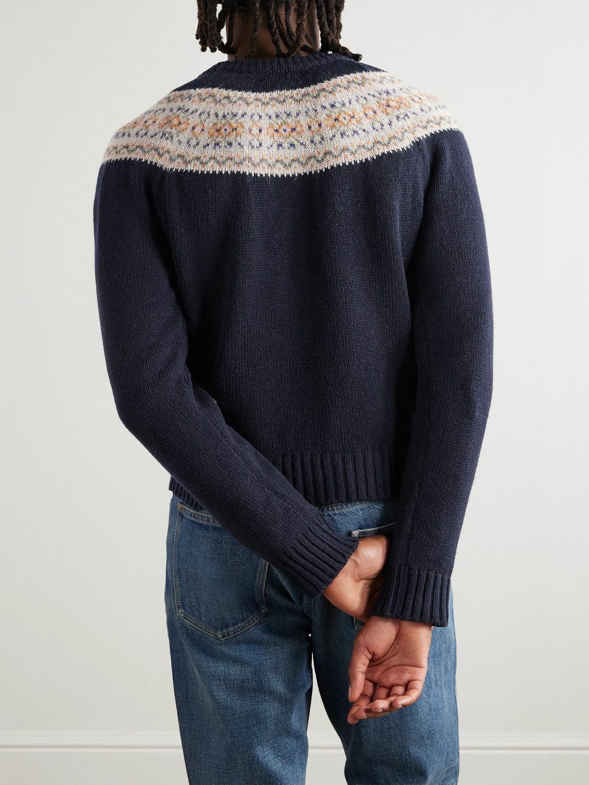 CELINE - Slim-Fit Fair Isle Wool Sweater - Blue